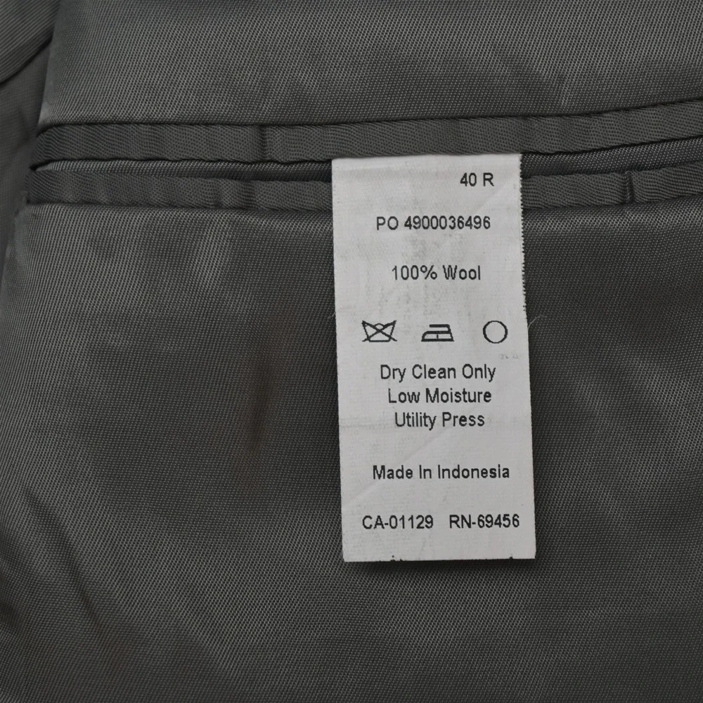 Calvin Klein 40R 32x30 Gray 100% Wool Mens Jacket Pants Suit